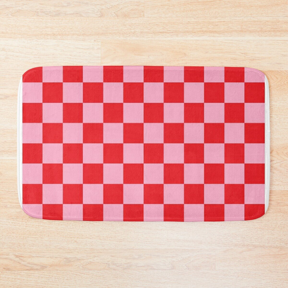 Bath Mat Checkeredk and Red 20 x 31 inch Non-slip Bathroom-image-OPC-PCPZ7TD-NEW