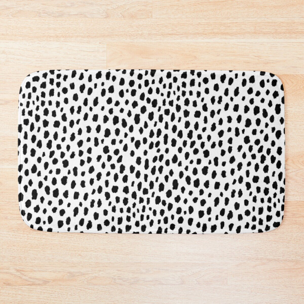 Bath Mat Dalmatian Spots (black/white) 20 x 31 inch Non-slip Bathroom