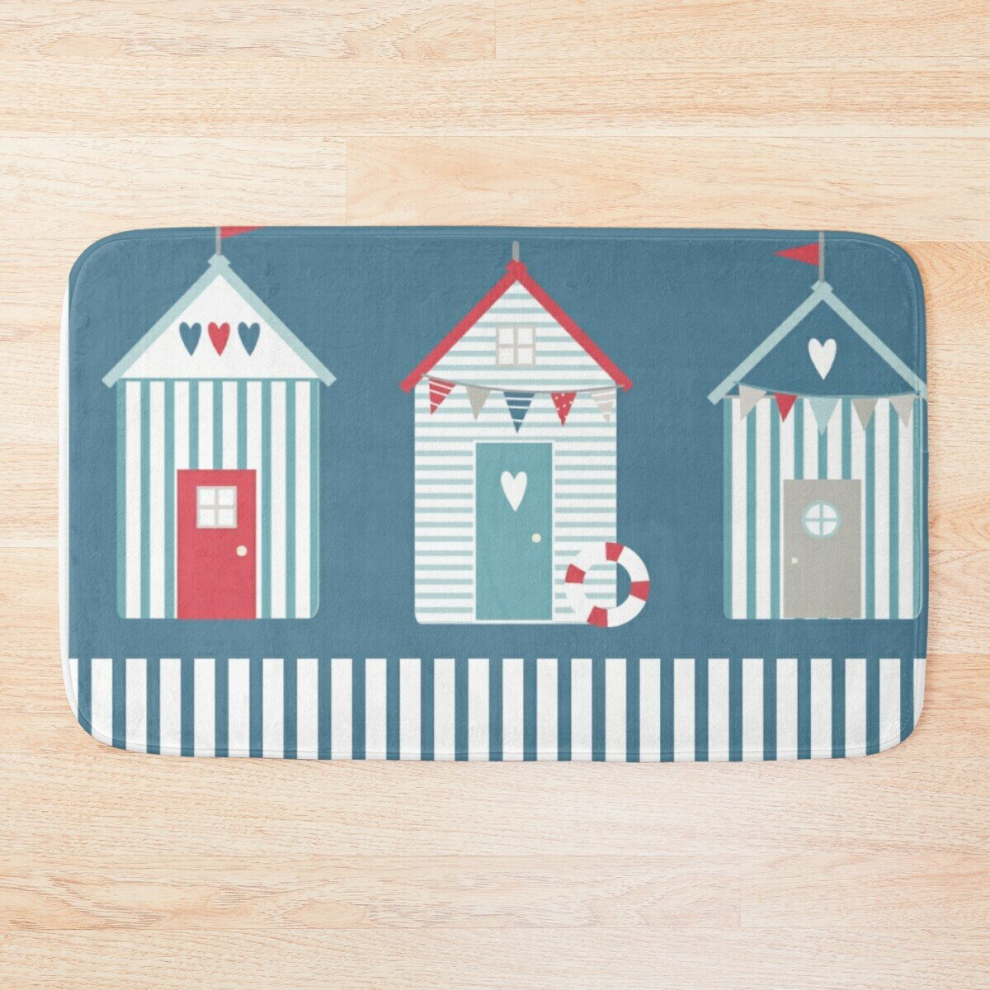 Bath Mat By The Sea Beach Huts 20 x 31 inch Non-slip Bathroom