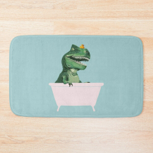 Bath Mat Playful T-Rex in Bathtub in Green 20 x 31 inch Non-slip Bathroom