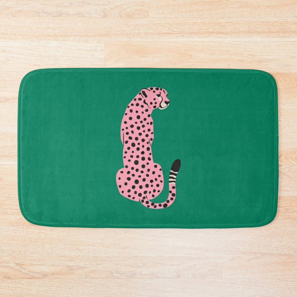 Bath Mat Pink Leopard African Cheetah Tropical Pop Art 20 x 31 inch Non-slip Bathroom