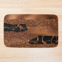 Bath Mat Dark Faux Copper Glamour 20 x 31 inch Non-slip Bathroom