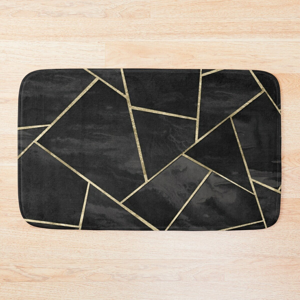 Bath Mat Dark Black Ink Gold Geometric Glam #1 #geo #decor #art 20 x 31 inch Non-slip Bathroom-image-OPC-PCPZ9D7-NEW