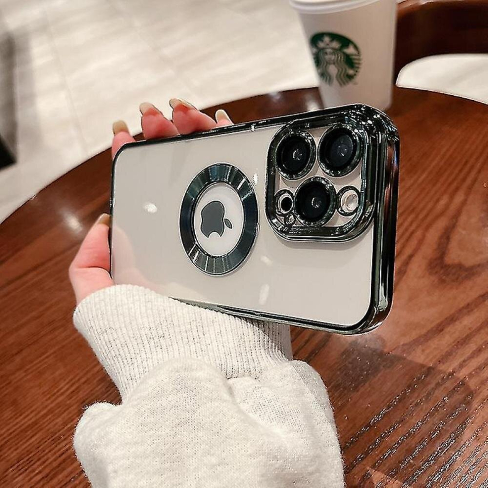 (Compatible iPhone Xs Max, Green) Electroplated Phone Case Compatible Iphone 11 12 13 14 Pro Max Xs X Xr 7 8 Plus Mini Hollow Out Transparent Cases Cover Mobile Phone Case