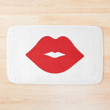 Bath Mat Red Lips 20x31 in - Non-Slip, Machine Washable Polyester Rug w/ TPR Backing - Modern Graphic Bathroom Mat - Ob-FG-RedBSBhMt1-881496141.9352