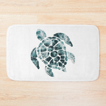 Bath Mat Sea Turtle - Turquoise Ocean Waves 20 x 31 inch Non-slip Bathroom