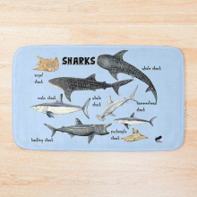 Bath Mat Sharks for shark lovers 20 x 31 inch Non-slip Bathroom