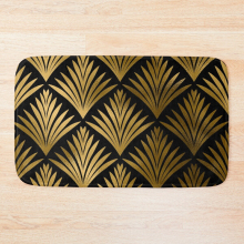 Bath Mat Luxurious Black and Gold Color Art Deco Elegant Pattern 20 x 31 inch Non-slip Bathroom