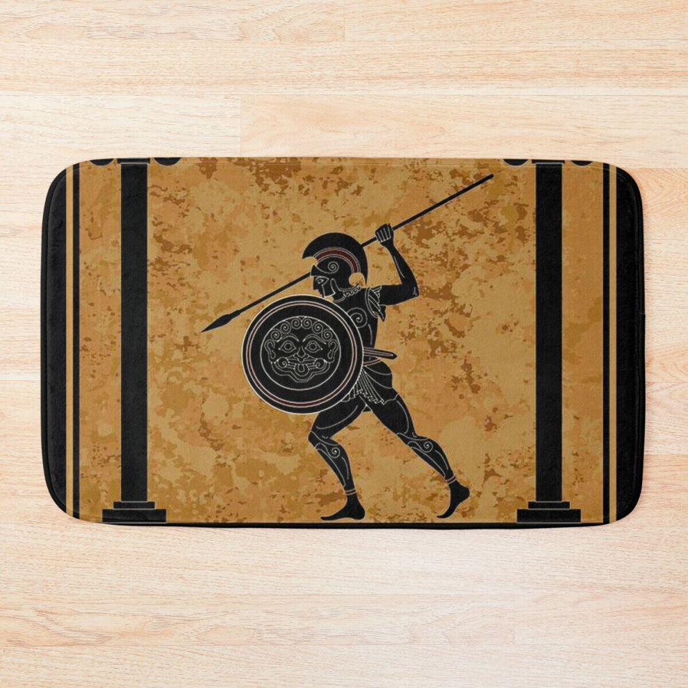 Bath Mat GREEK : Ancient 470 B.C. Frieze of a Soldier Print 20 x 31 inch Non-slip Bathroom-image-OPC-PCPZBJH-NEW