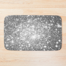 Bath Mat Sparkle Stars Silver Gray 20 x 31 inch Non-slip Bathroom