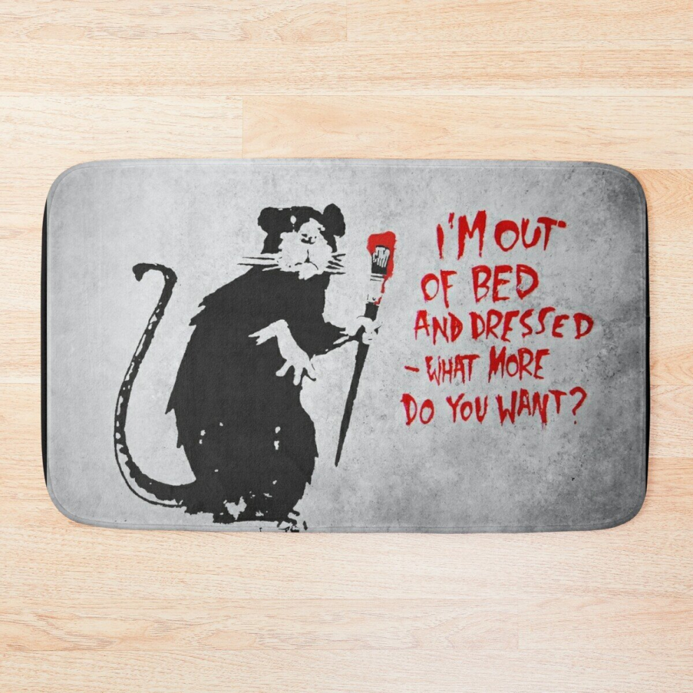 Bath Mat BANKSY Out Of Bed Rat 20 x 31 inch Non-slip Bathroom-image-OPC-PCPZBN9-NEW