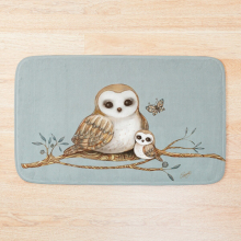 Bath Mat Baby Barn Owl 20 x 31 inch Non-slip Bathroom