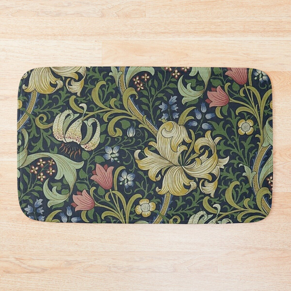 Bath Mat William Morris Golden Lily pattern 20 x 31 inch Non-slip Bathroom