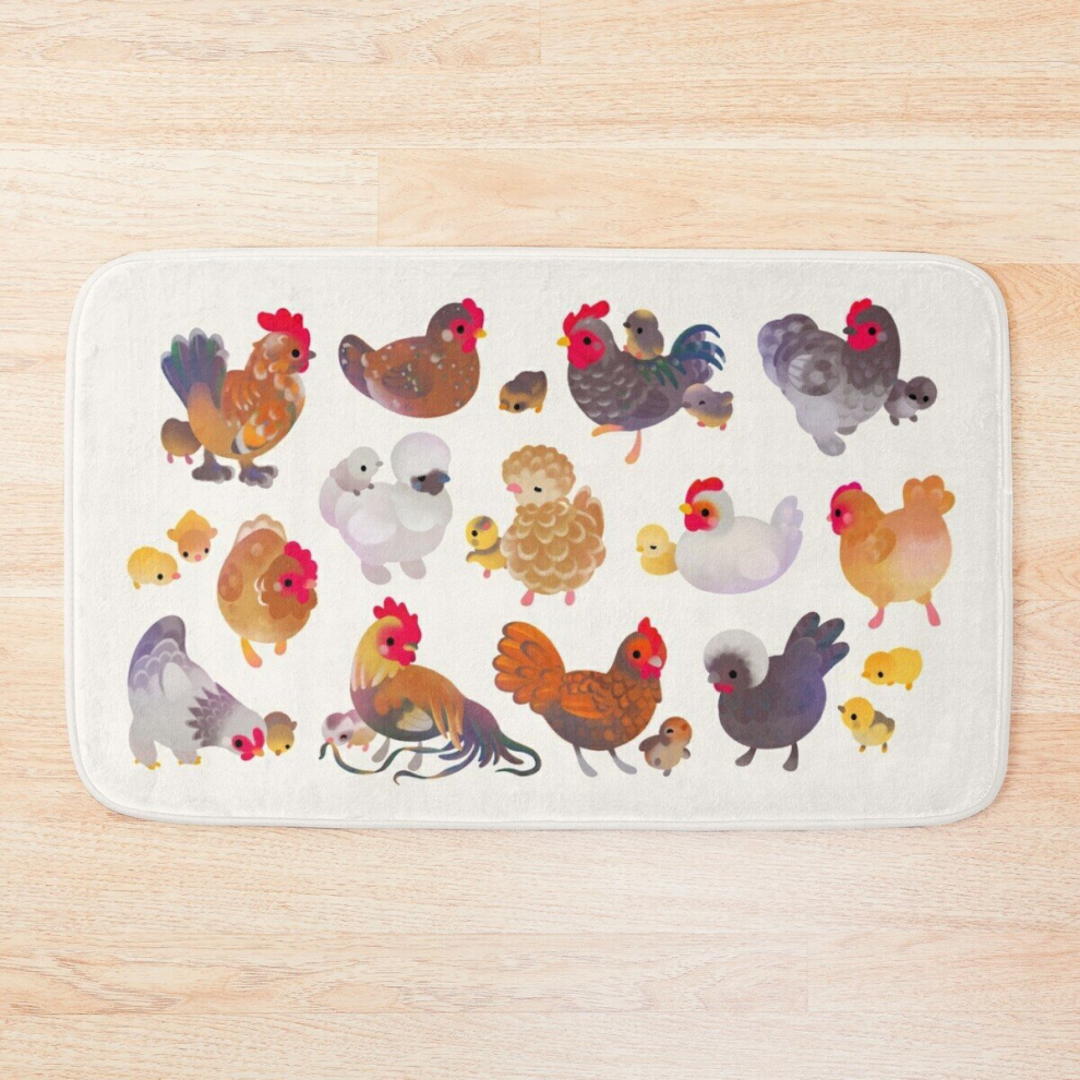 Bath Mat Chicken and Chick 20 x 31 inch Non-slip Bathroom-image-OPC-PCPZBZW-NEW