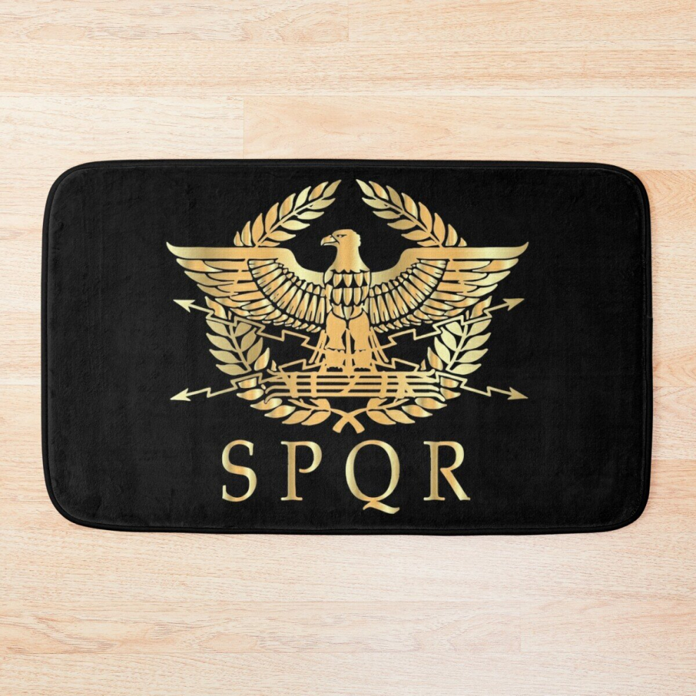 Bath Mat SPQR- Roman Empire Standard Eagle Emblem Vintage Gold Shield 20 x 31 inch Non-slip Bathroom-image-OPC-PCPZCBB-NEW