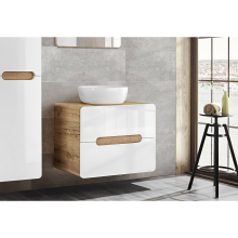 Vanity Unit Countertop Sink Wall 600mm Cabinet White Gloss Oak Arub