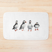 Bath Mat 4 Puffins in a Line 20 x 31 inch Non-slip Bathroom