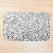 Bath Mat Sparkle Silver Crystals 20 x 31 inch Non-slip Bathroom
