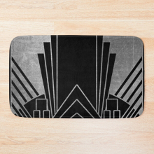 Bath Mat 20x31in - Silver Art Deco Design, Non-Slip TPR Backing, 100% Polyester, Machine Washable - Ob-FG-RedBSBhMt1-842285020.5752