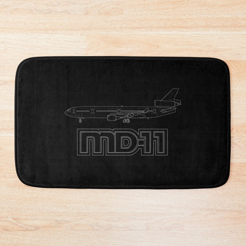 Bath Mat McDonnel Douglas MD-11 White Outline 20 x 31 inch Non-slip Bathroom-image-OPC-PCPZFGR-NEW