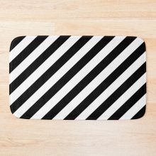 Bath Mat Black and White Diagonal Stripe 20 x 31 inch Non-slip Bathroom