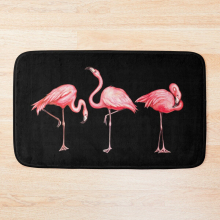Flamingo Bath Mat 20x31 in – Non-Slip, Soft Polyester, Absorbent & Quick-Drying, Machine Washable TPR Backing | Ob-FG-RedBSBhMt1-893099766.0014