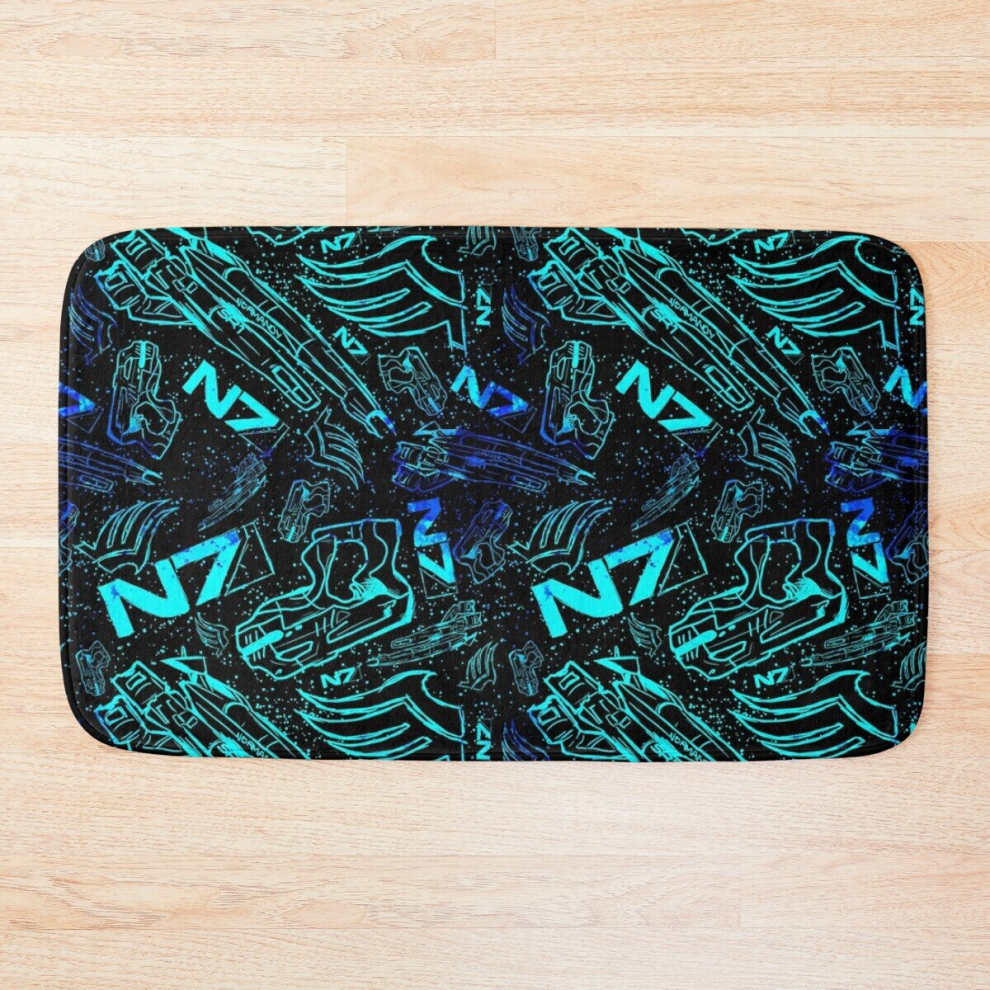 Bath Mat Paragon Shepard Pattern Effect Mass Gaming Gamer Sci-Fi 20 x 31 inch Non-slip Bathroom-image-OPC-PCPZG6B-NEW