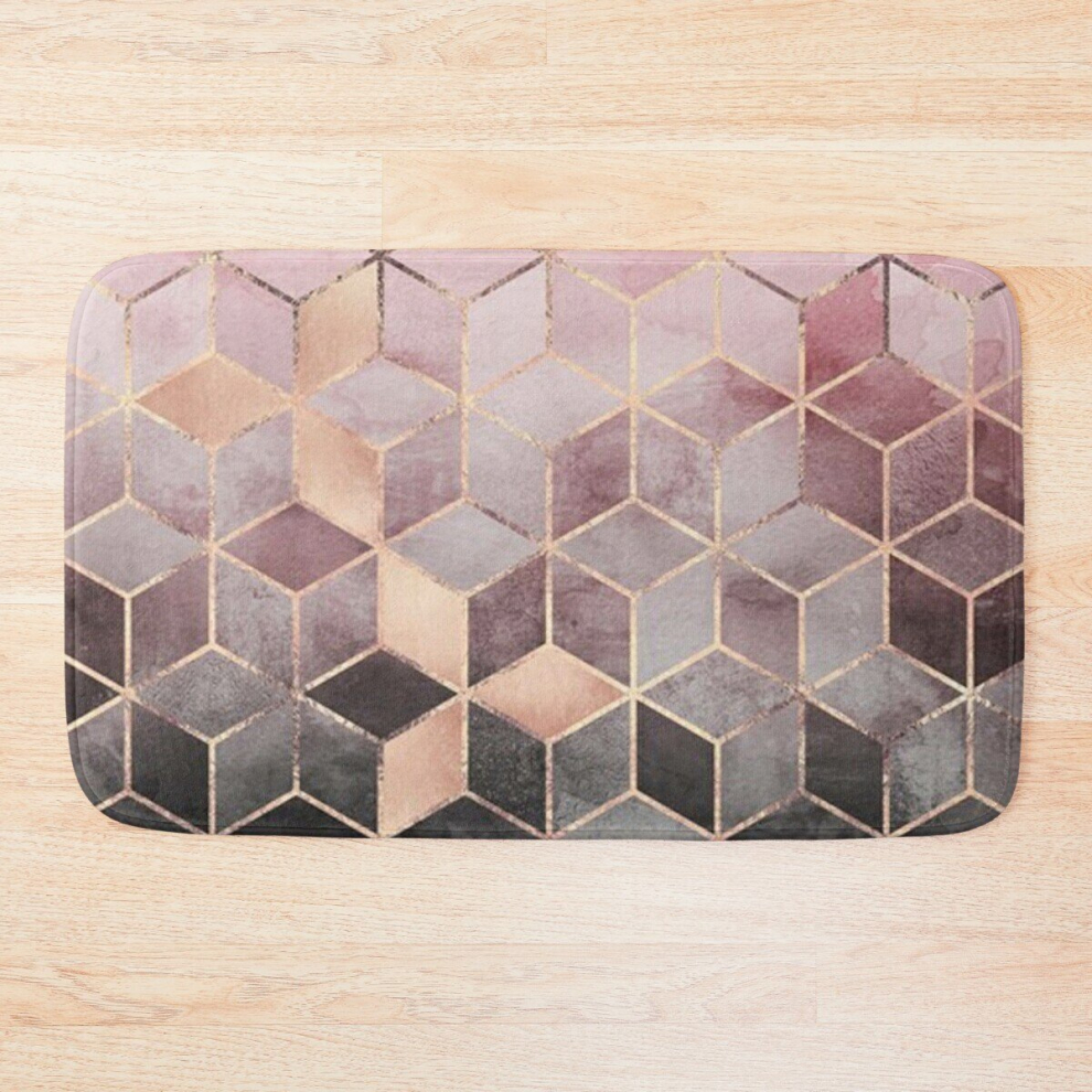 Bath Mat Pink And Grey Gradient 20 x 31 inch Non-slip Bathroom