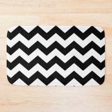 Black and White ZIG-ZAG Bath Mat 20x31in - Non-Slip, Machine-Washable Polyester Rug with TPR Backing - Ob-FG-RedBSBhMt1-1292543309.6515
