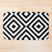 Bath Mat BLACK AND WHITE GEOMETRIC DIAMONDS PATTERN 20 x 31 inch Non-slip Bathroom
