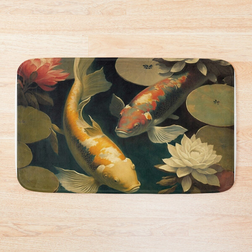 Bath Mat Japanese Koi Fish Pond 20 x 31 inch Non-slip Bathroom-image-OPC-PCPZHSN-NEW