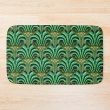 Art Deco Green Bath Mat 20x31 in Non-Slip with Plush Polyester Machine Washable - Ob-FG-RedBSBhMt1-1000575717.0636