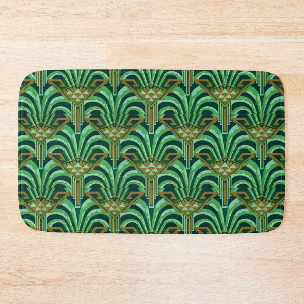 Bath Mat Art Deco Green 20 x 31 inch Non-slip Bathroom