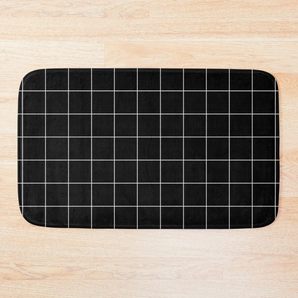 Bath Mat Black square tiles 20 x 31 inch Non-slip Bathroom-image-OPC-PCPZJSB-NEW