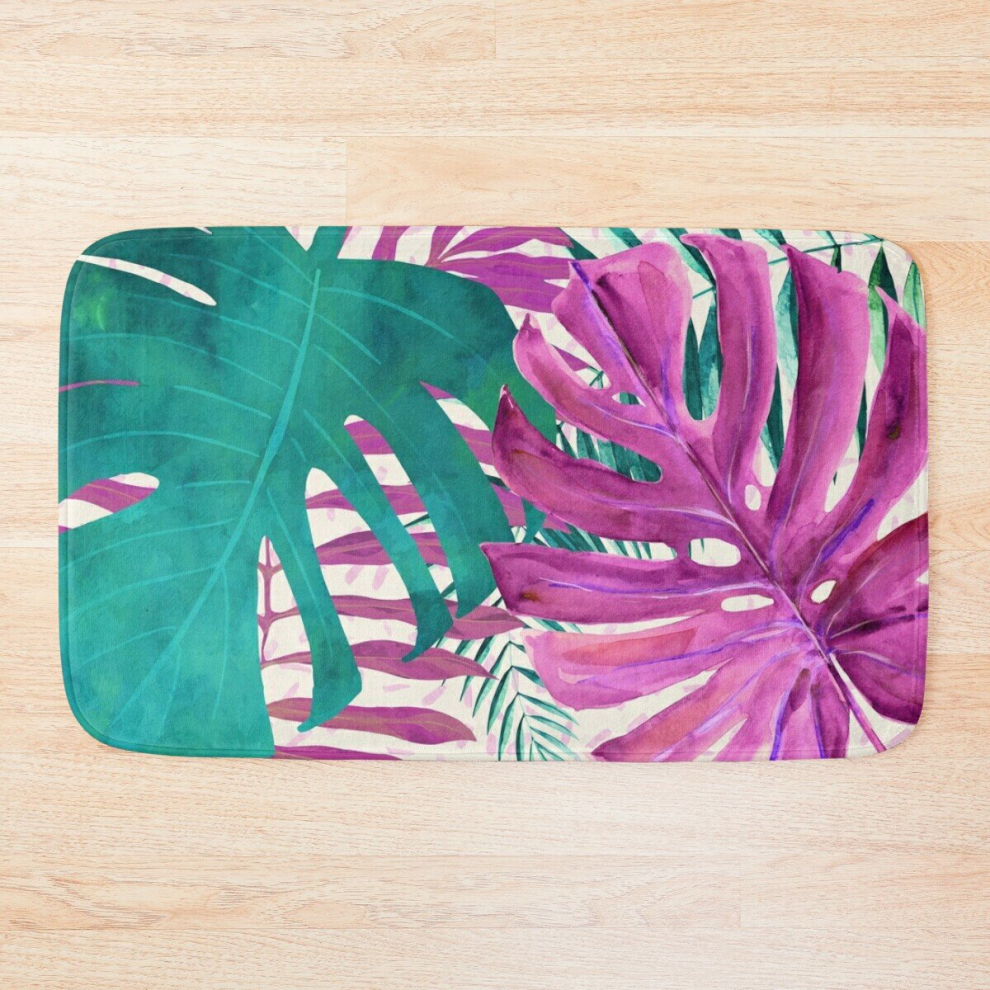 Bath Mat Monstera Rainforest Tropical Leaves II 20 x 31 inch Non-slip Bathroom-image-OPC-PCPZKQV-NEW