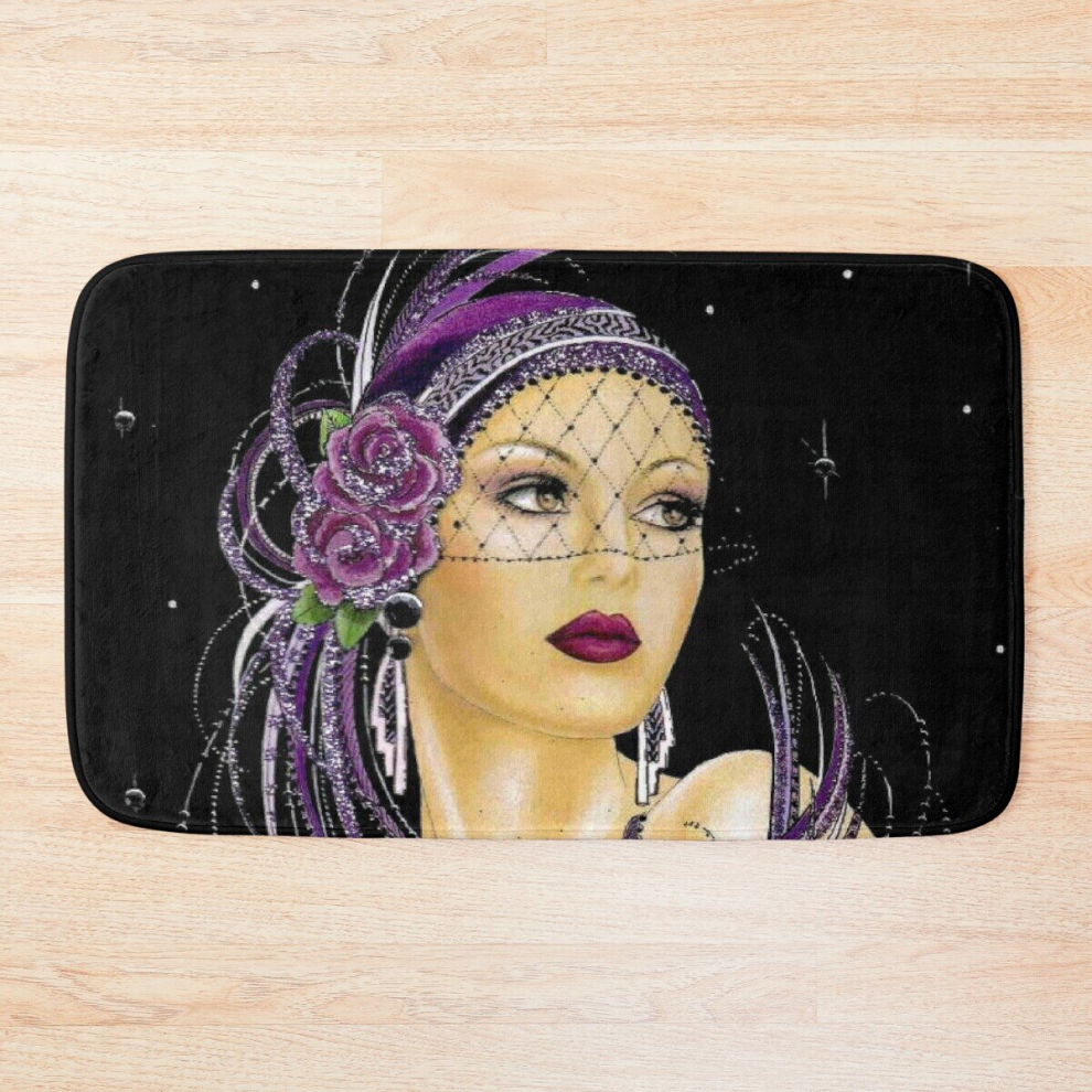 Bath Mat FLAPPER : Vintage 1930 Art Deco Print 20 x 31 inch Non-slip Bathroom-image-OPC-PCPZMBC-NEW