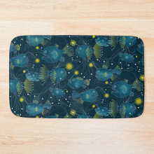 Bath Mat Angler fish - blue 20 x 31 inch Non-slip Bathroom