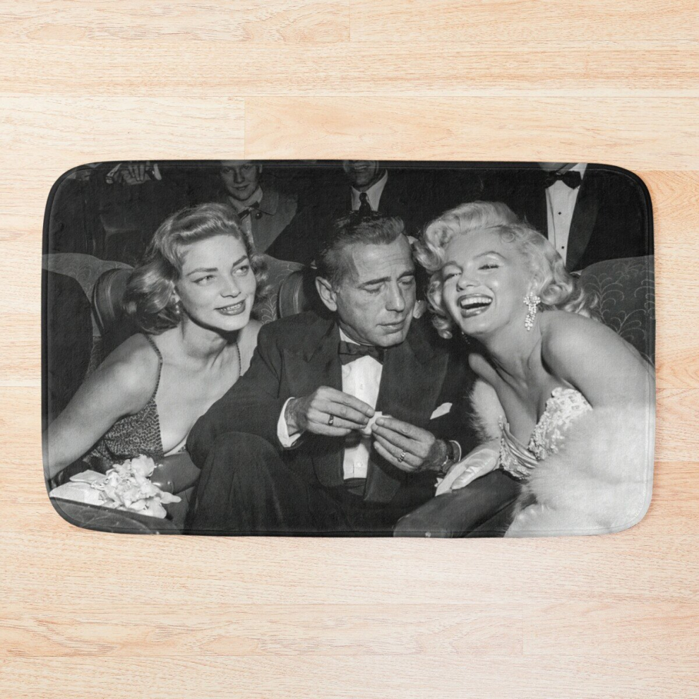 Bath Mat Marilyn Monroe, Humphrey Bogart, Lauren Bacall, Black and White Vintage Art 20 x 31 inch Non-slip Bathroom-image-OPC-PCPZN9N-NEW