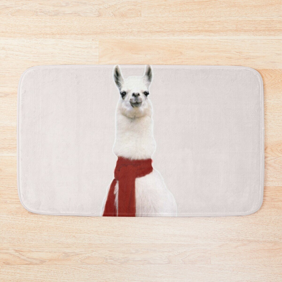 Bath Mat Llama luff red scarf 20 x 31 inch Non-slip Bathroom-image-OPC-PCPZKZH-NEW