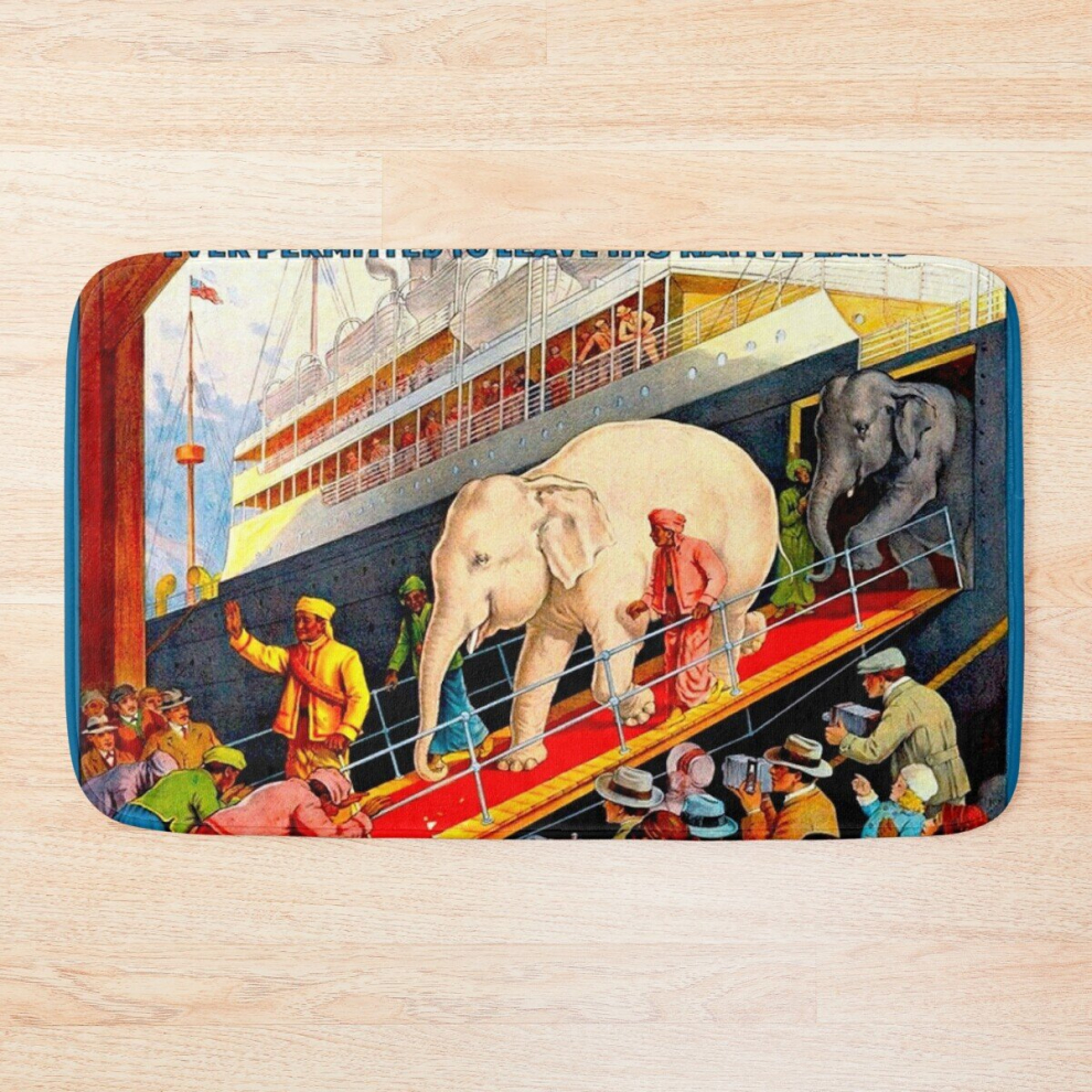 Bath Mat RINGLING BROS. BARNUM and BAILEY : Vintage Circus Print 20 x 31 inch Non-slip Bathroom