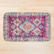 Bath Mat 20x31in - Bohemian Vintage Berber Moroccan Style, Non-Slip TPR Backing, 100% Polyester, Machine Washable - Ob-FG-RedBSBhMt1-4078492536.3458