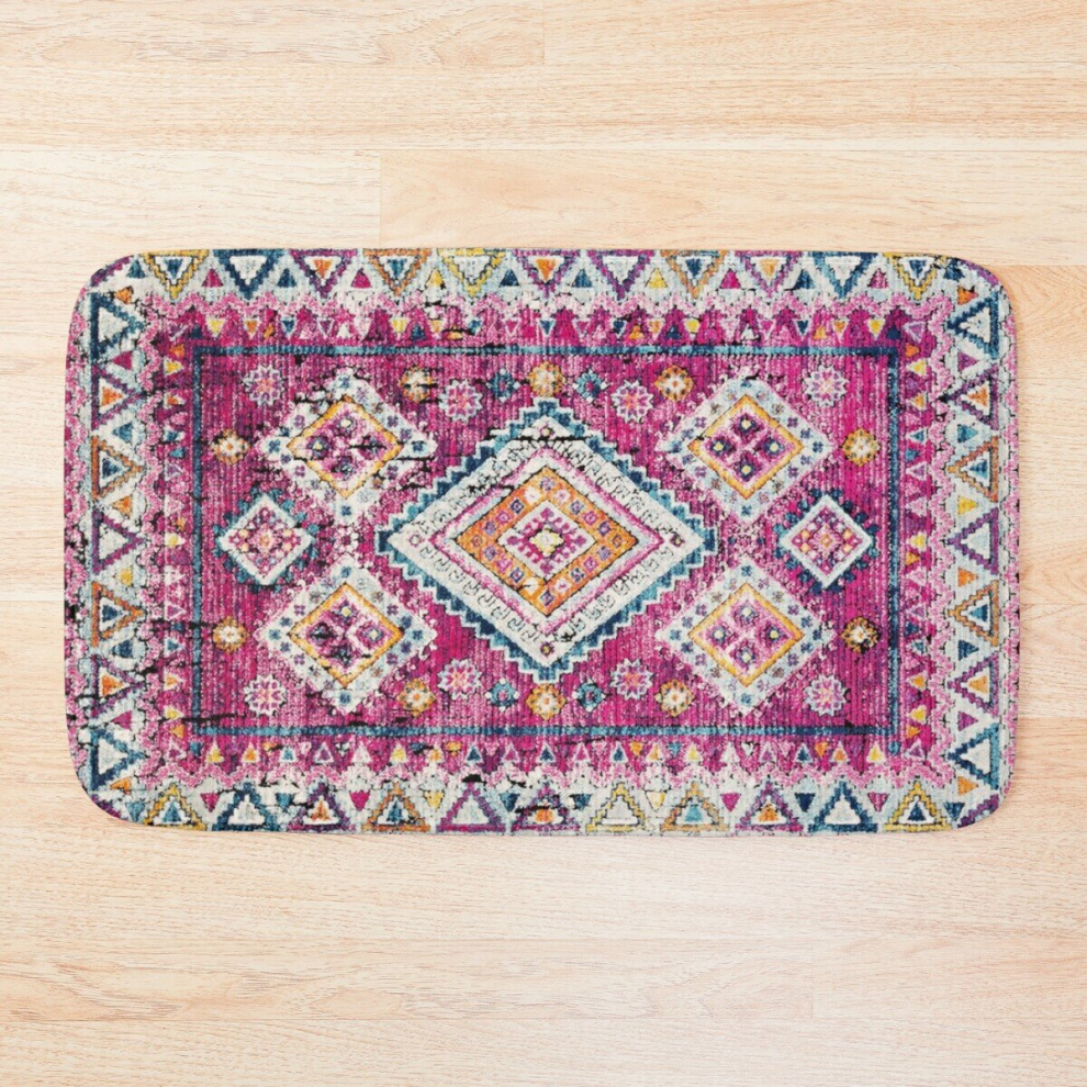 Bath Mat Bohemian Vintage Berber Traditional Moroccan Fabric Style 20 x 31 inch Non-slip Bathroom