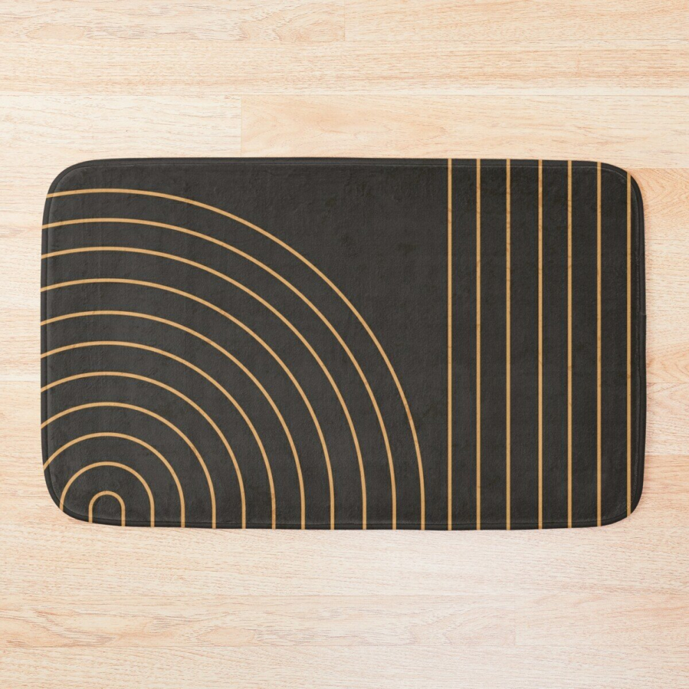 Bath Mat Black Gold Arch 20 x 31 inch Non-slip Bathroom