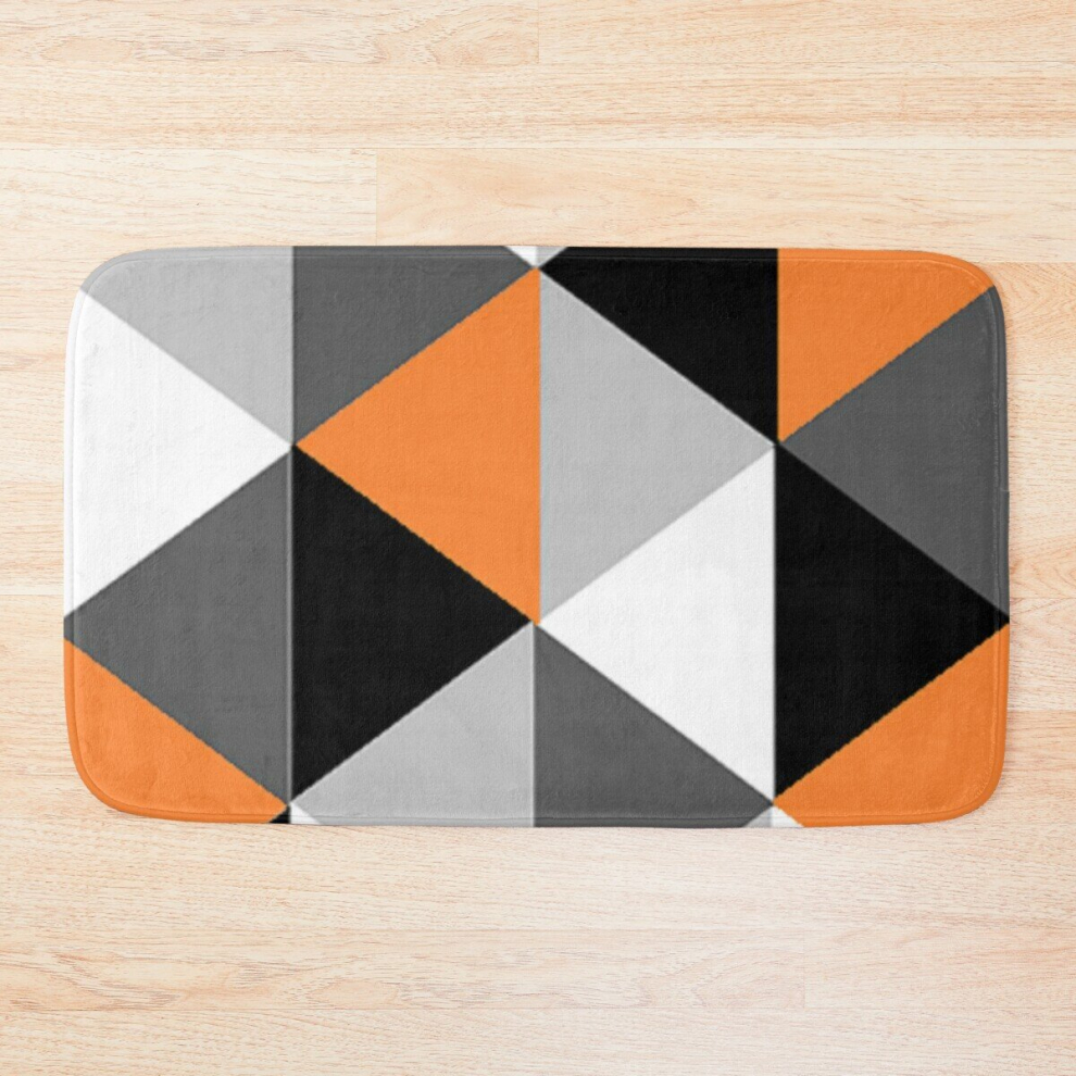 Bath Mat Orange, Black, White and Grey Pattern 20 x 31 inch Non-slip Bathroom