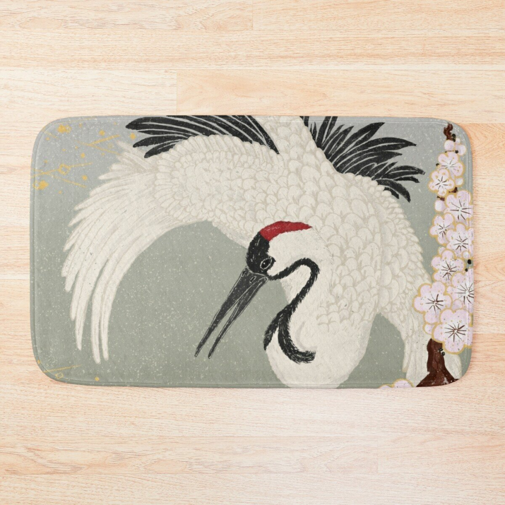 Bath Mat Japanese Crane 20 x 31 inch Non-slip Bathroom-image-OPC-PCPZNBM-NEW