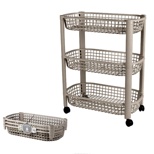 (3 Tier - Taupe) 3/4 Tier Kitchen Trolley Storage Fruit Vegetable