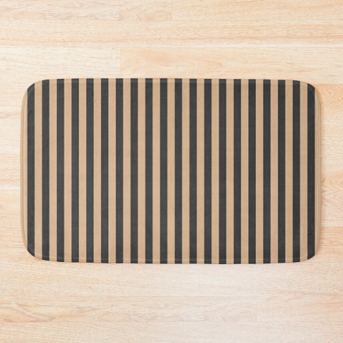 Bath Mat Black And Beige Stripped Pattern 20 x 31 inch Non-slip Bathroom