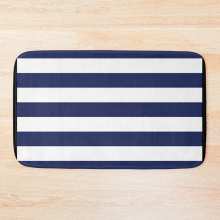 Bath Mat Navy Blue and White Stripes 20 x 31 inch Non-slip Bathroom