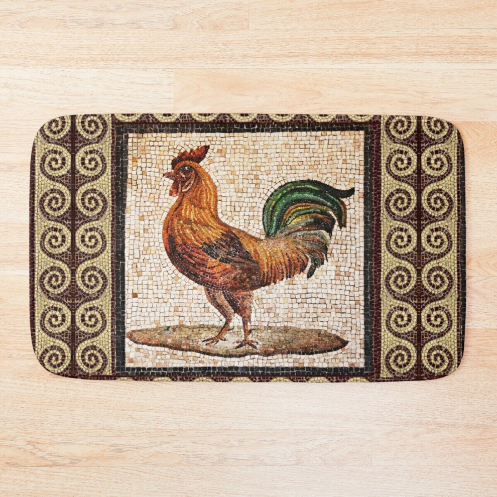 Bath Mat ANTIQUE ROMAN MOSAICS , ROOSTER 20 x 31 inch Non-slip Bathroom-image-OPC-PCPZPRJ-NEW
