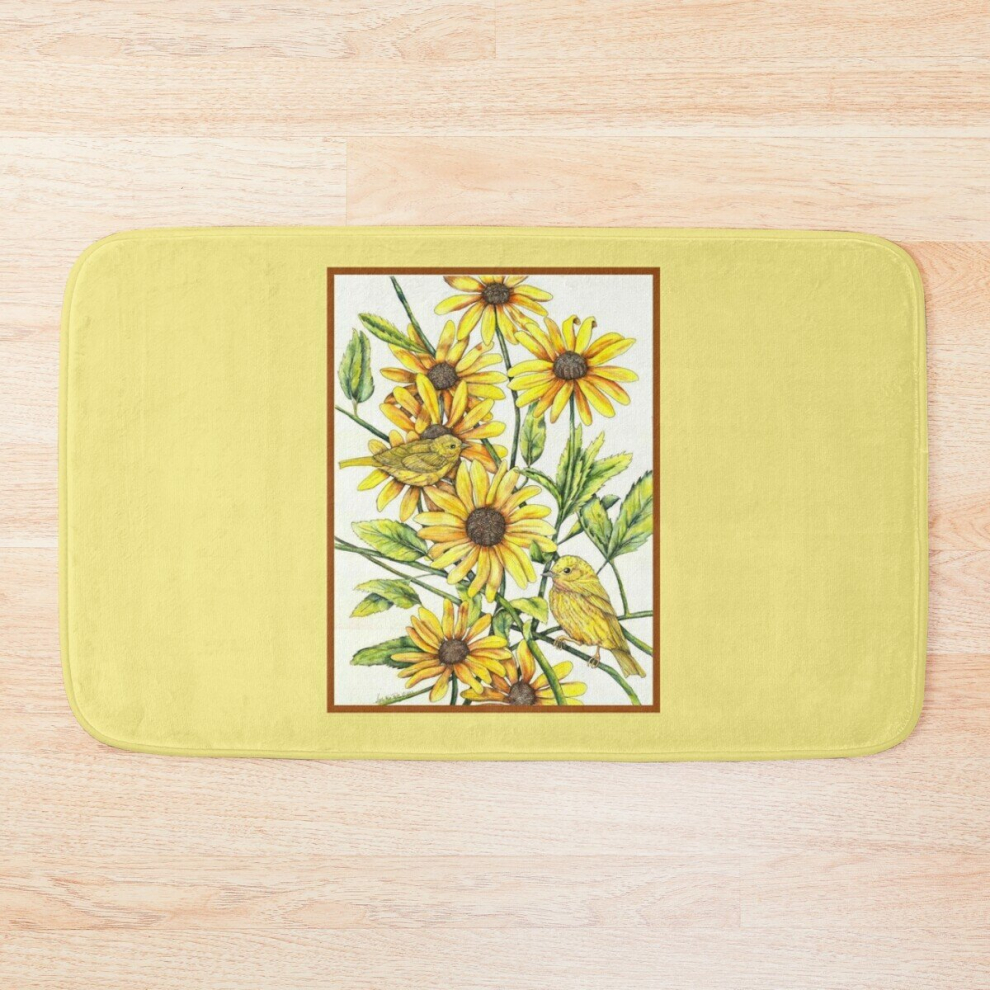 Bath Mat Wrens and Black-eyed Susans 20 x 31 inch Non-slip Bathroom-image-OPC-PCPZS2S-NEW